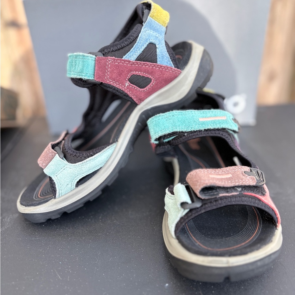 Ecco Offroad Yucatan Multicolor Suede Leather Sandals EU39 Womens Size US 6-6.5